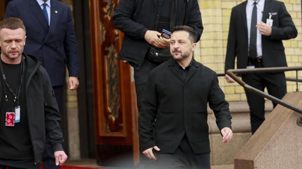 Ukraines præsident, Volodymyr Zelenskyj, på besøg i Oslo i Norge.