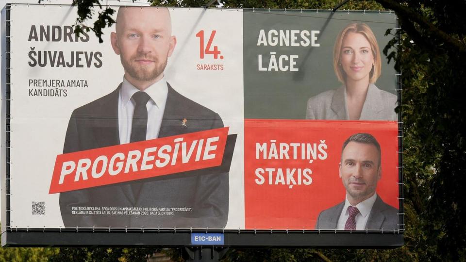 Billede fra sidste uge viser valgplakater i Riga, som er Letlands hovedstad.