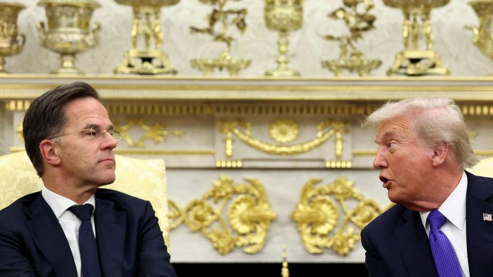 Mark Ruttes (t.v.) besøg hos Trump foregik i denne uge bag lukkede døre. Dette foto er fra et tidligere besøg i oktober 2025.