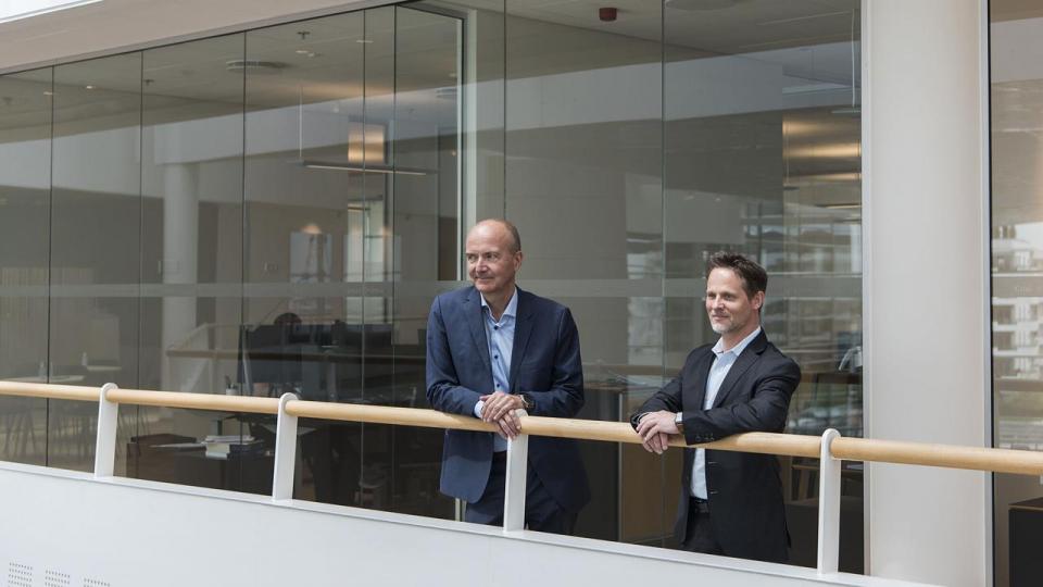 Benny Sørensen (t.h.), adm. direktør i Hemab, ses her med Jørgen Søberg Petersen, der er partner i Hemab-investoren Novo Holdings og medlem af selskabets bestyrelse.