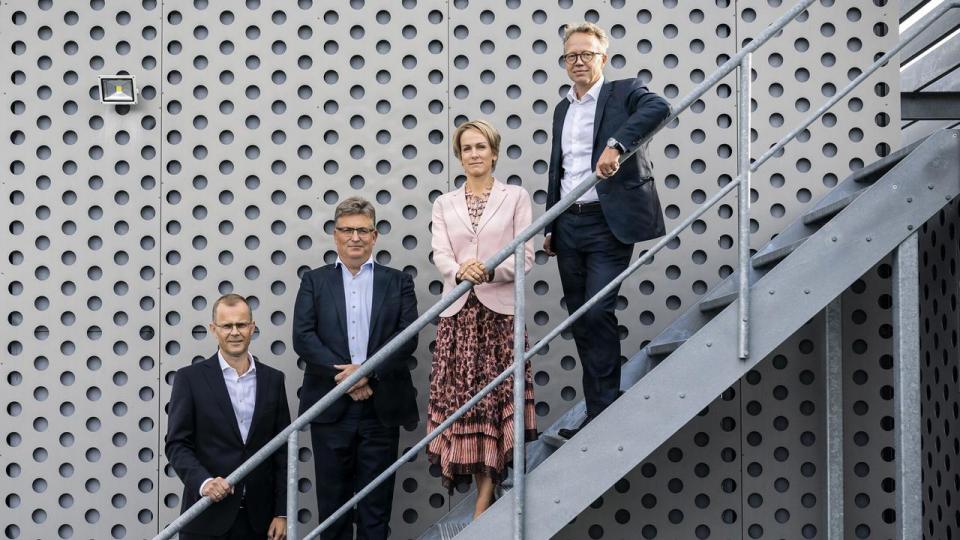 Copenhagen Infrastructure Partners' (CIP) stiftere, ejere og seniorpartnere. Fra venstre: Torsten Lodberg Smed, Jakob Baruël Poulsen, Christina Grumstrup Sørensen og Christian T. Skakkebæk.