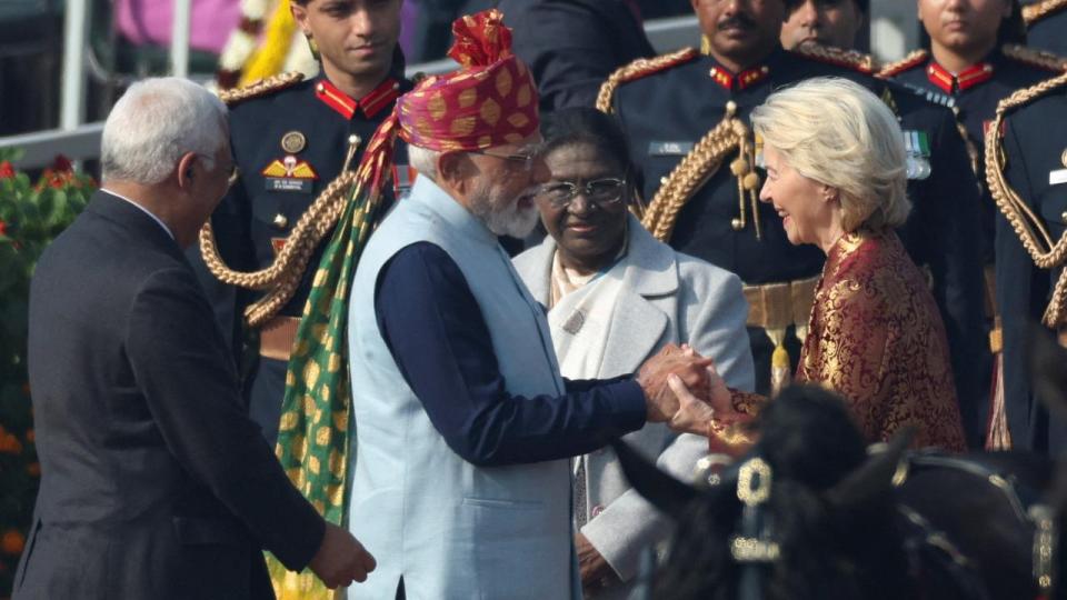 Premierminister Narendra Modi mødes med Ursula von der Leyen, formand for EU-Kommissionen, forud for den historiske frihandelsaftale, der er indgået mellem EU og Indien.