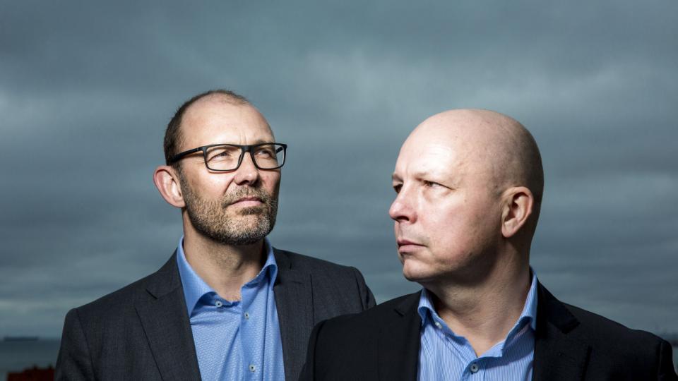 Nikolaj Hoff (t.v.) er adm. direktør for Nordic Solar. Her ses han sammen med salgsdirektør Anders Søgaard-Jensen. (t.h.). Arkivfoto: Nikolai Linares/Ritzau Scanpix