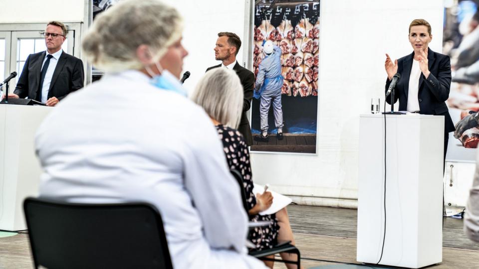 S-toppen præsenterede “Arne”-modellen på et pressemøde på Danish Crown i Horsens i 2020. Arkivfoto: Henning Bagger/Ritzau Scanpix