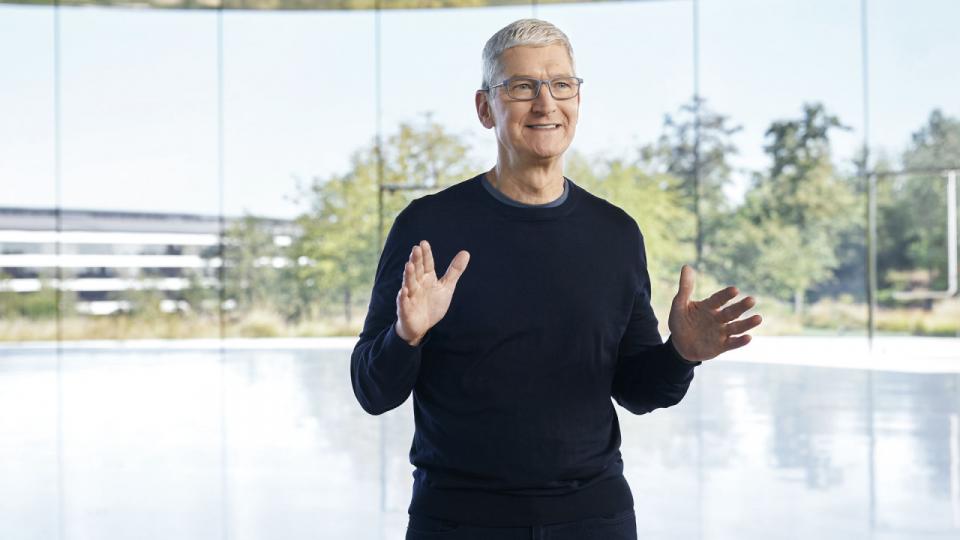 Tim Cook, adm. direktør Apple, ved præsentationen af de nye produkter. Foto: Brooks Kraft/AFP/Ritzau Scanpix