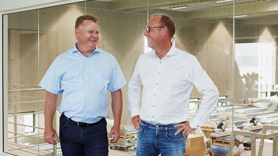 Rolf Tange (t.v.) og Kjeld Østergaard Jensen har solgt majoriteten af deres virksomhed til Polaris og har efterfølgende udbetalt et større millionudbytte til deres private selskaber. PR-foto