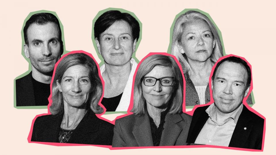 Fra venstre: Sune Schnack, adm. direktør i Flügger, Mette Kaagaard, adm. direktør i Microsoft Danmark, Annette Zeipel, adm. direktør i Toms Gruppen, Jeanette Fangel Løgstrup, bestyrelsesmedlem i bl.a. Cowi, Nemlig.com og JP/Politikens Hus, Vibeke Bak Solok, adm. direktør i Lunar Bank, og Michael Hansen, adm. direktør i Hempel.