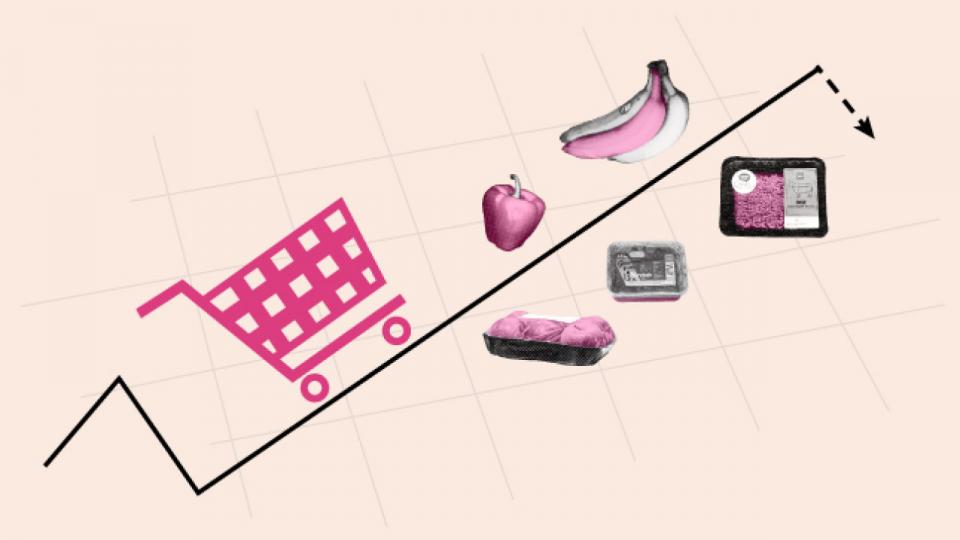 Inflationen nåede i juni sit højeste niveau siden februar 1983. Foto: Ida Guldbæk Arentsen, Bjørn Kähler/Ritzau Scanpix, Illustration: Mie Hein Hvidkjær