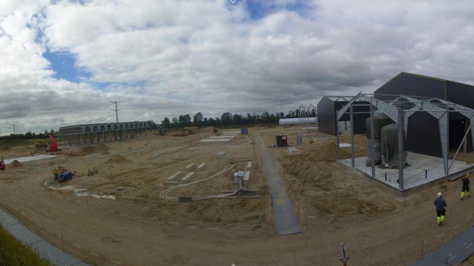 Byggeriet af Kassø-anlægget, som det ser ud på European Energys live cam lige nu. Foto: European Energy