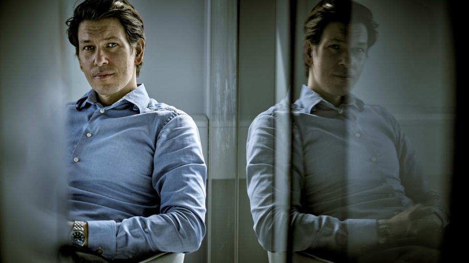 Søren Skov Mogensen og kontorets manager er de eneste som er mødt ind på Amerika Plads, hvor Banking Circle har lokaler. Resten af personalet arbejder hjemmefra pga covid19. Foto: Steven Achiam
